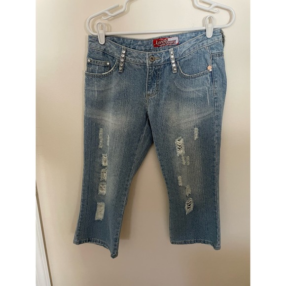 Lazer Denim - NWOT vintage, distressed,Lazer,wide‎ leg, jeweled, cropped, light wash